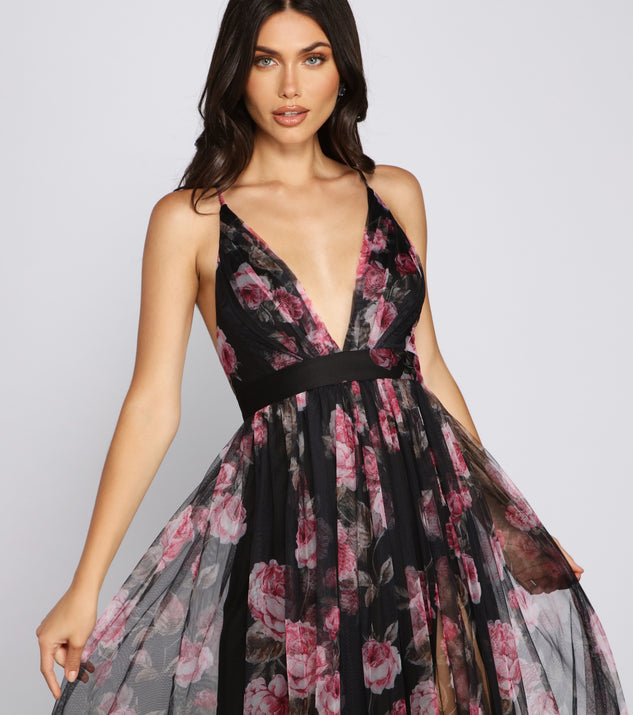 Aubrey Floral Mesh A-Line Dress | Windsor